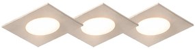 Set de 3 spoturi îngropate pătrate din oțel inclusiv LED IP65 - Simply