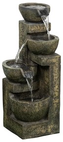 Outsunny Fântână de grădină ornament zen debit reglabil pompă submersibilă inclusă dim. 25L x 24l x 60H cm rășină negru | Aosom Romania