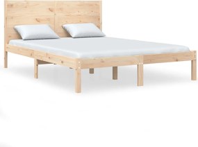 vidaXL Cadru de pat dublu, 135x190 cm, lemn masiv