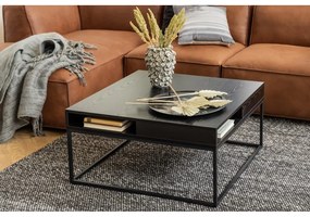 Măsuță de cafea neagră cu blat cu aspect de lemn de frasin 80x80 cm Willford – Actona