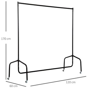 Homcom Suport pentru haine cu 4 roți de fier, 120x60x170cm
