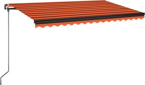 vidaXL Copertină retractabilă manual, portocaliu/ maro, 450x350 cm