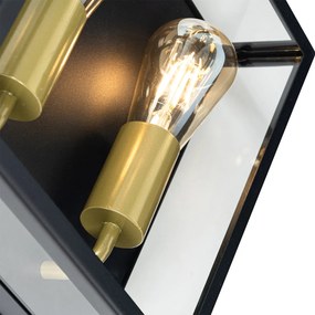 Lampă de perete exterioară neagră și alamă cu 2 lumini - Rotterdam