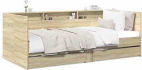 vidaXL Pat de zi cu sertare fără saltea, stejar sonoma, 90x190 cm