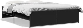 vidaXL Cadru de pat, negru, 150x200 cm, lemn prelucrat și metal