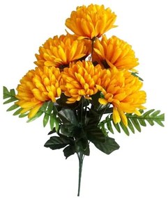 Buchet artificial de Crizanteme, galben închis, înălțime 58 cm