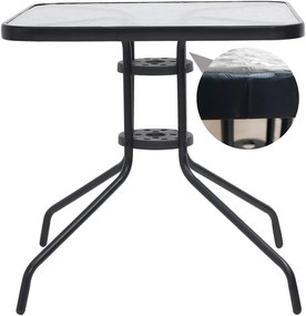 Masa de gradina patrata cu blat de sticla ISLAND 60x60 cm, negru