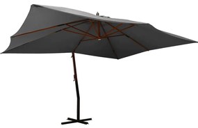 vidaXL Umbrelă în consolă cu stâlp din lemn, antracit, 400 x 300 cm