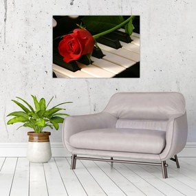Tablou - Pian și trandafiri (70x50 cm)