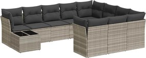 vidaXL Set canapele de grădină cu perne, 11 piese, gri, poliratan