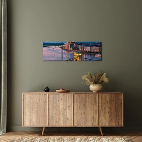 Tablou - Panorama orașului Budapesta, Ungaria (cu ceas) (90x30 cm)