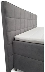 Pat tapițat reglabil electric HELEN 180x200 cm, gri, cu saltele și topper