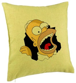 Perna Decorativa, Model Simpsons Homer 2, 40x40 cm, Verde, Husa Detasabila, Burduf