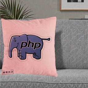 Perna Personalizata PHP Elephant, 40x40 cm, Roz, Husa Detasabila, Perna Inclusa, BEKZ®