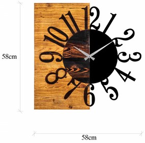 Ceas Decorativ de Perete Wooden Clock 7, Lemn / Metal