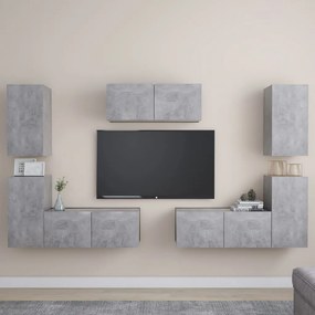 vidaXL Set de dulapuri TV, 7 piese, gri beton, lemn prelucrat