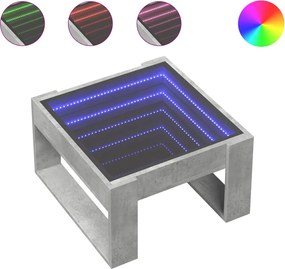 vidaXL Măsuță de cafea cu LED infinity, gri beton, 50x53x30 cm