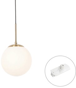 Lampă suspendată Art Deco aurie cu sticlă opal, incl. adaptor șină alb, monofazată - Iconic Flore