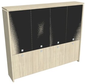 Dulap înalt Verno 248 x 46 x 210 cm, uși combinate, salcâm / negru