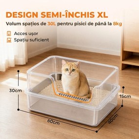 PawHut Litieră pentru Pisici xl cu Covoraș, Tavă din Oțel Inoxidabil, Lopățică, Perie, Până la 8 Kg, Gri Deschis | Aosom Romania