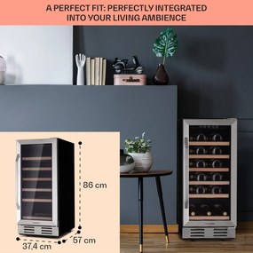 Vinovilla 29 Built-In, frigider pentru vin incorporabil, 81 l / 29 sticle, 1 zona, ușă sticlă, inox