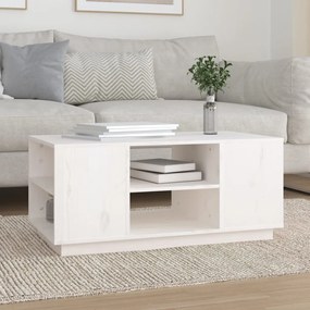 vidaXL Măsuță de cafea, alb, 90x49x40,5 cm, lemn masiv de pin