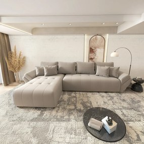 Colțar extensibil dumonde cu ladă de depozitare si sezut confortabil din spuma high-density, Berlin XL Royal Gri 350x185 cm