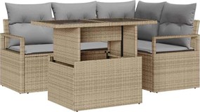 vidaXL Set de canapele pentru grădină 5 pcs bej și gri deschis