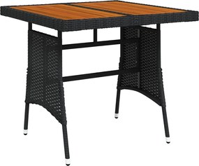 vidaXL Masă de grădină, negru, 70x70x72cm, poliratan&lemn masiv acacia