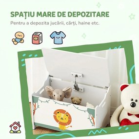 AIYAPLAY Cutie pentru Jucării cu Capac, Balamale de Siguranță și Mânere Adâncite, Organizator pentru Depozitarea Jucăriilor pentru Copii, Camera de Zi, Camera de Joacă, Verde | Aosom Romania