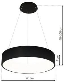 LED Lustră pe cablu OHIO BLACK LED/24W/230V