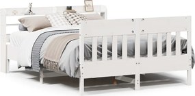 vidaXL Cadru de pat fără saltea, alb, 120x200 cm, lemn masiv pin