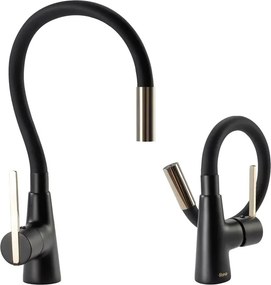 Baterie bucatarie cu pipa flexibila Rea Icon negru - auriu