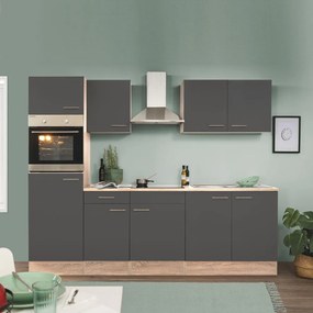 Mobilă de bucătărie Yorki 270 cu corp din stejar sonoma și față antracit satinat