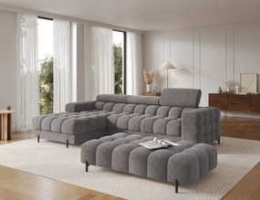 Taburet Tapitat cu Picioare Ferivo, gri velvet – Aura 04