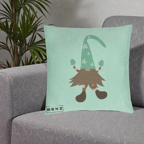 Perna Decorativa Pitic Gnom Nordic cu Cadou Menta, 40x40 cm, Verde Menta, Husa Detasabila, Perna Inclusa, BEKZ®