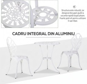 Outsunny Set de Gradina 3 Piese din Aluminiu cu 2 Scaune