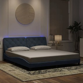 vidaXL Cadru de pat cu lumini LED, gri închis, 180x200 cm, catifea