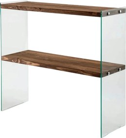 Comoda VENEDIK, nuc, sticla/lemn, 90x30x80 cm