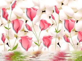 Tapet Premium Canvas - Flori reflectate in apa