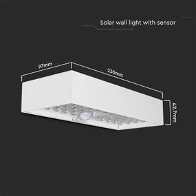 Aplică LED solară cu senzor LED/6W/3,7V IP65 4000K alb