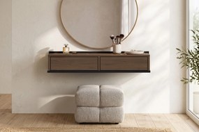 Masa toaletă de perete Zenar 100 cm cu sertare - nuc elegant / negru