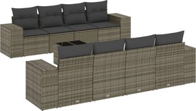 vidaXL Set canapele de grădină, 9 piese, cu perne, gri, poliratan