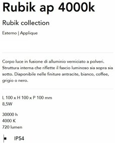 Aplica LED pentru Iluminat Exterior Rubik ap 4000K, Protectie IP54, Gri