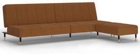 3081794 vidaXL Canapea extensibilă 2 locuri, cu taburet, maro, catifea