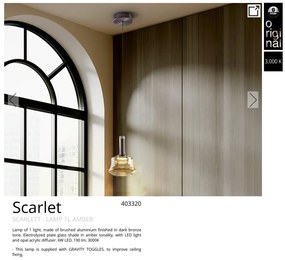 Pendul LED modern design decorativ Scarlet 1L amber