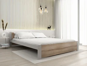 Pat de o persoana IKAROS 120 x 200 cm, stejar sonoma/gri Saltele: Cu saltele Deluxe 10 cm, Somiera pat: Cu lamele drepte