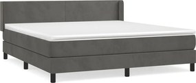 vidaXL Pat box spring cu saltea, gri închis, 180x200 cm, catifea
