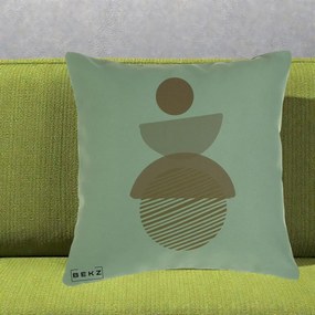 Perna Decorativa Geometric Boho Forme Terracotta, 40x40 cm, Verde, Husa Detasabila, Perna Inclusa, BEKZ®