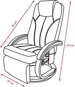 Fotoliu de masaj relaxant, reglabil, cu funcție de încălzire VINTAGE - negru